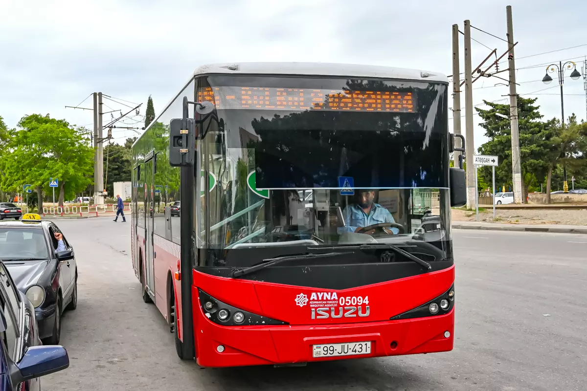 Baku city bus, a popular public transport option for locals and tourists.