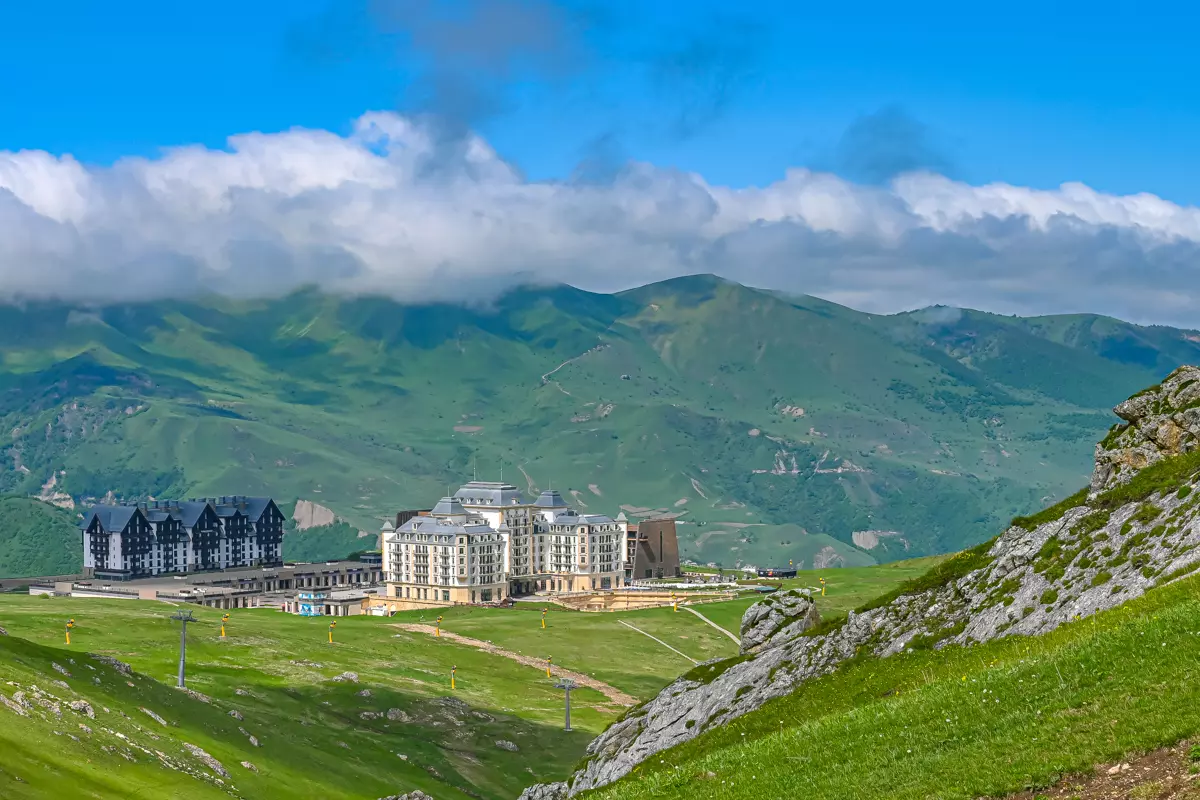 View toward Shahdag Resort from the mountains.