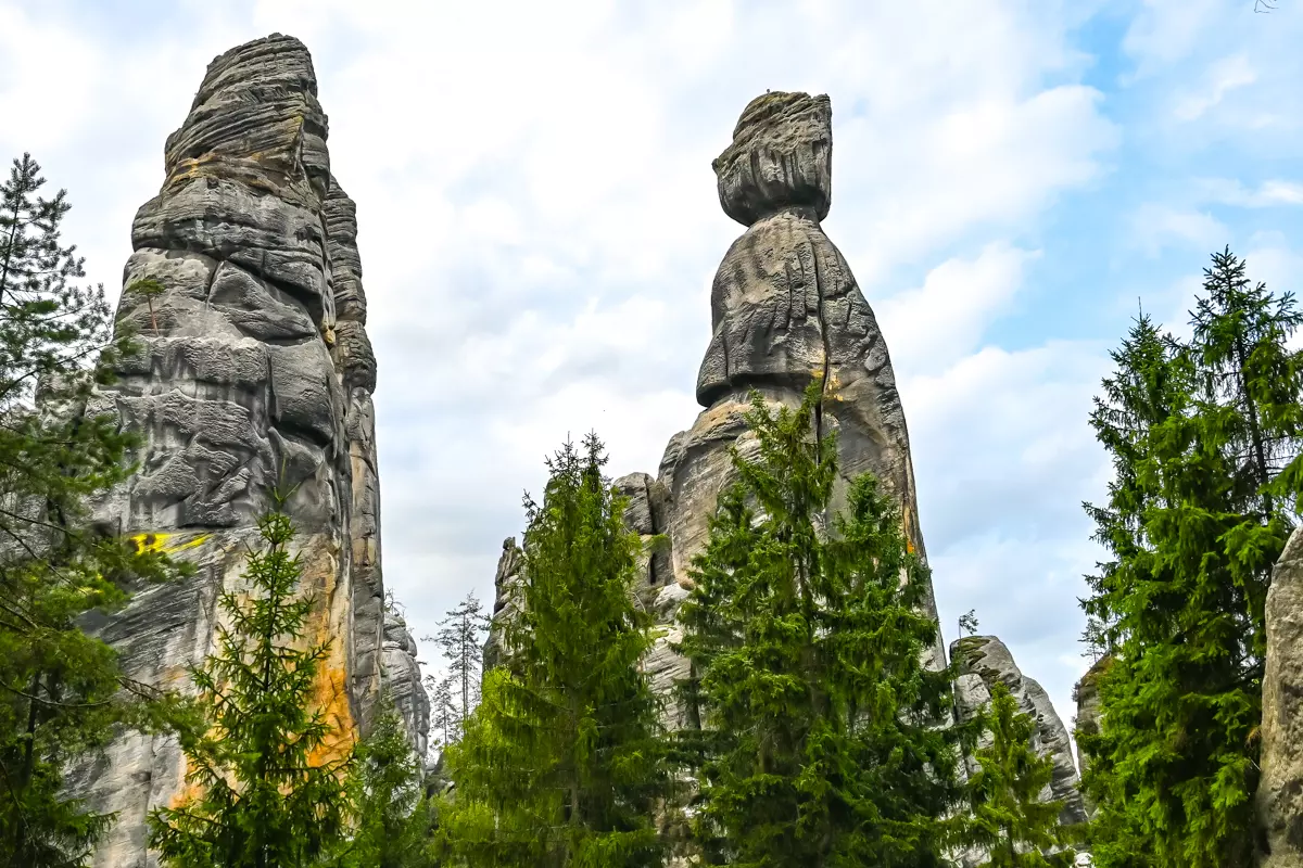 Famous Two Towers rock formation in Adrspach Nature Reserve