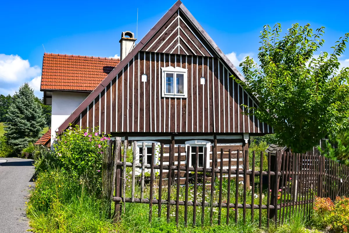 Small traditional village house in the Bohemian Paradise region of Czech Republic