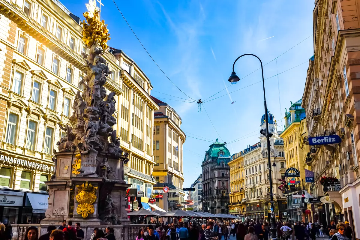Column of Pest Vienna baroque monument on Graben square