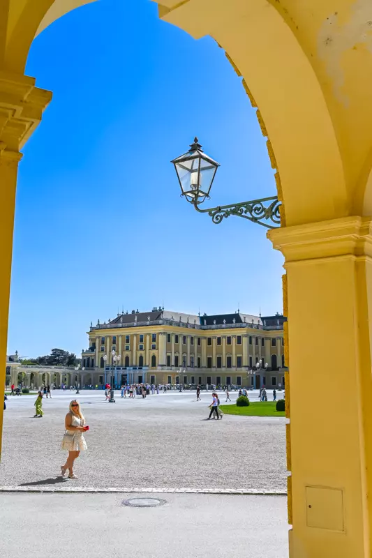 Schönbrunn Palace archway with facade view