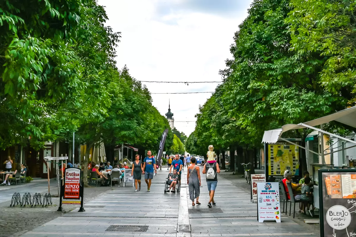 People walking along promenade in Keszthely