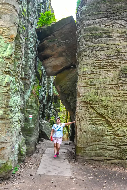 Narrow rocky passage at Prachov Rocks