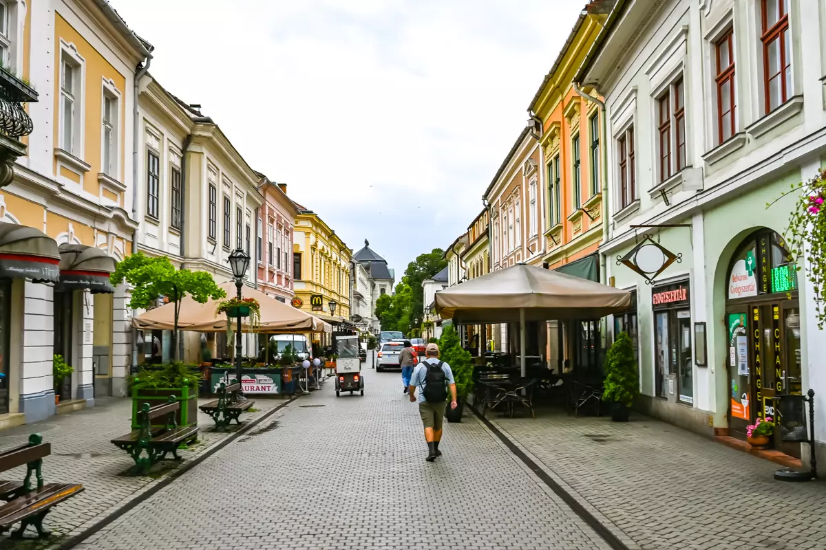 Eger Old Town in Hungary with historic buildings and cobblestone streets