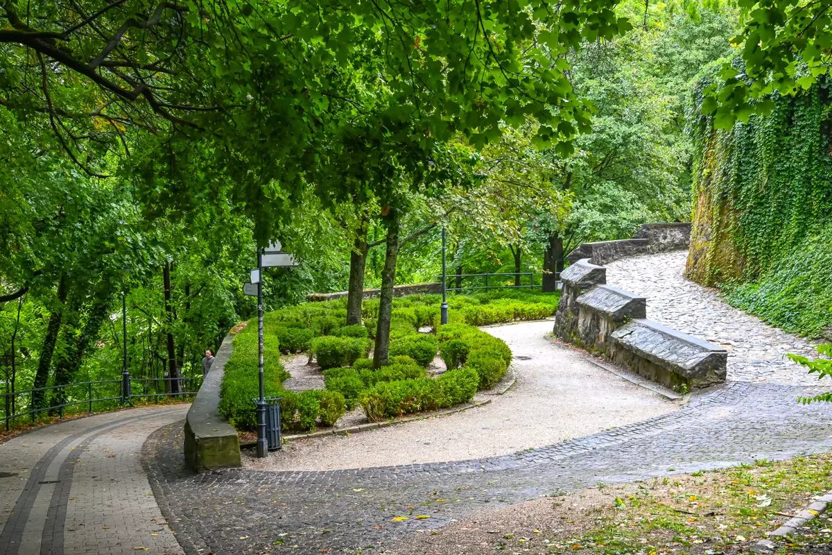 Scenic hiking path through the forest in Lillafüred.