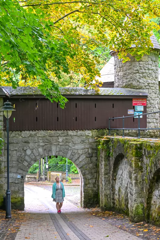Historic stone gates at Lillafüred, Hungary.