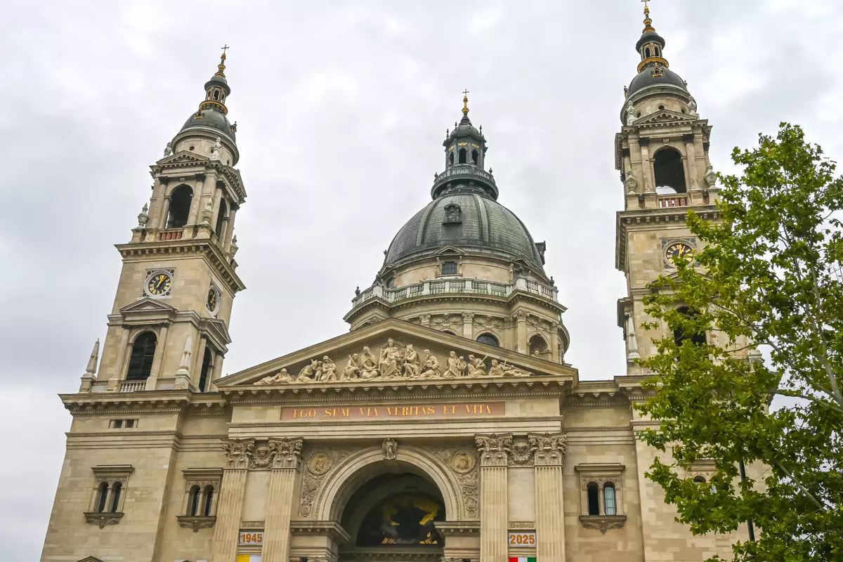Majestic St. Stephen’s Basilica with dome and towers in Budapest